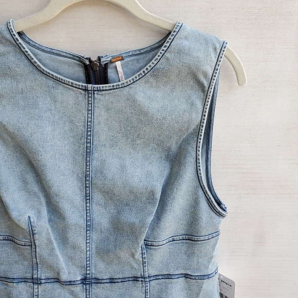 NWT Free People Alex Mini Denim Flare Dress - Picture 3 of 4